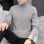 Diamond Knit Turtleneck // Gray (XS)