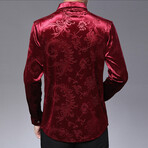 Velvet Shirt // Red Paisley Pattern (4XL)