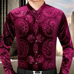 Velvet Shirt // Red Chinese Dragon Pattern (XL)