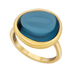 Belles Rives 18K Yellow Gold London Blue Topaz Band Ring // Ring Size: 4.5 // New