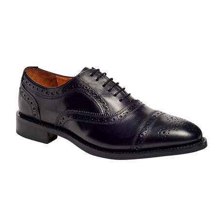 Ford Cap-Toe Quarter Brogue Rubber Sole // Black (US: 7)