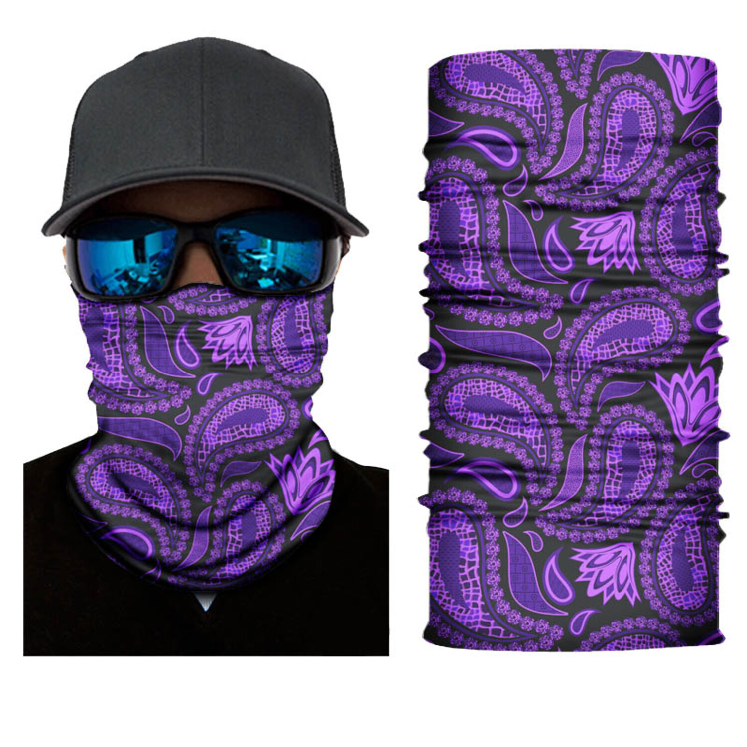 Multi Purpose Mask // Purple Paisley Print - Amedeo Exclusive 9-in-1 ...
