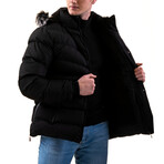0341 Hooded Fur Padded Jacket // Black (XS)