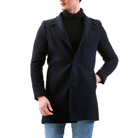 0348 Regular Fit Classic Winter Coat // Navy Blue (S)