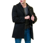 0349 Regular Fit Hooded Coat // Black (L)