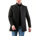 0345 Regular Fit High-Collar Coat // Black (XS)