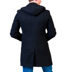0349 Regular Fit Hooded Coat // Black (M)