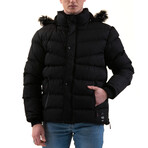 0341 Hooded Fur Padded Jacket // Black (XS)