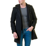 0349 Regular Fit Hooded Coat // Black (L)