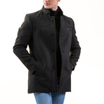 0345 Regular Fit High-Collar Coat // Black (XS)