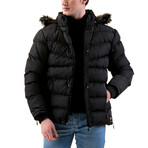 0341 Hooded Fur Padded Jacket // Black (XS)