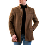 0343 Slim Fit High-Collar Coat // Brown (XS)