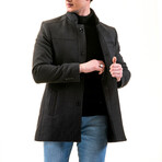0345 Regular Fit High-Collar Coat // Black (XS)