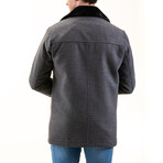 0346 Regular Fit Fur-Collar Zip Up Coat // Gray Melange (XL)