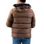 0340 Hooded Fur Padded Jacket // Beige (XS)