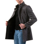 0344 Regular Fit High-Collar Coat // Gray Melange (XS)