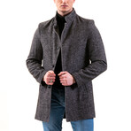0344 Regular Fit High-Collar Coat // Gray Melange (XS)