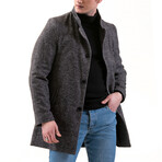 0344 Regular Fit High-Collar Coat // Gray Melange (XS)