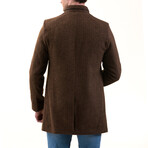 0342 Slim Fit High-Collar Coat // Brown Melange (S)