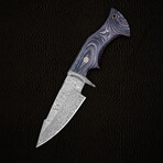 10" Black Wood Handle // Damascus Knife // Leather Sheath