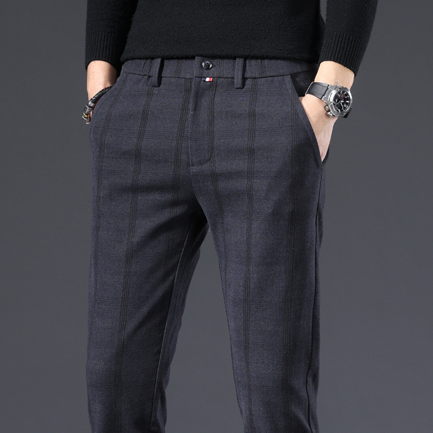 Unlined Strech Pants // Fine Plaid Blue (28) - Celino Pants - Touch of ...