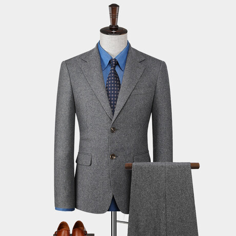 2 Button Wool Suit // Light Gray Melange (L)