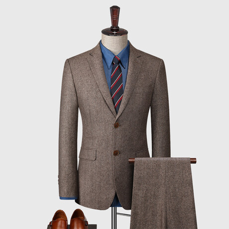 2 Button Wool Suit // Brown Melange (L)
