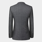 2 Button Pin Striped Wool Suit // Dark Gray Melange (3XL)