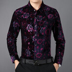 Velvet Shirt // Purple Flower Pattern (3XL)