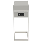 Adorna Chrome Base C-Table with Drawer, USB Port & Wall Plug // Grey/Chrome