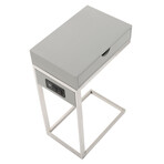 Adorna Chrome Base C-Table with Drawer, USB Port & Wall Plug // Grey/Chrome