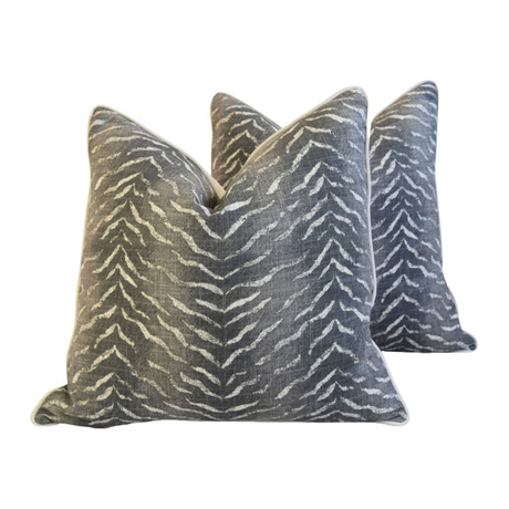 Charcoal Animal Tiger Stripe Pillows // Set Of 2