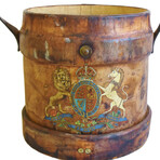 English Leather Bucket w/ Coat Of Arms