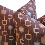 1960s Retro Abstract Fabric Pillows // Set Of 2
