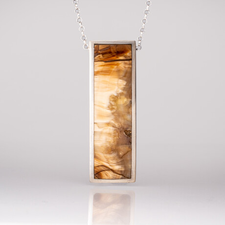 Genuine Mammoth Tusk Ingot Pendant with 18" Sterling Necklace // 15.8g