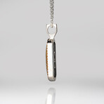 Genuine Mammoth Molar Tag Pendant and Yellow Sapphire with 18" Sterling Necklace