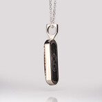 Genuine Dinosaur Agate Tag Pendant and YellowSapphire with 18" Sterling Necklace