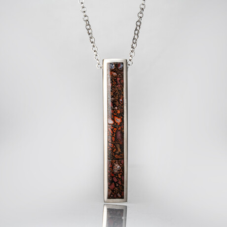 Genuine Dinosaur Agate Ingot Pendant with 18" Sterling Necklace