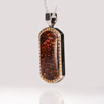 Genuine Dinosaur Agate Tag Pendant and Yellow Sapphire with 18" Sterling Necklace