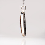 Genuine Dinosaur Agate Tag Pendant and Yellow Sapphire with 18" Sterling Necklace