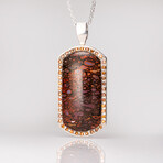 Genuine Dinosaur Agate Tag Pendant and Yellow Sapphire with 18" Sterling Necklace