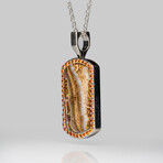 Genuine Mammoth Molar Tag Pendant and Yellow Sapphire with 18" Sterling Necklace