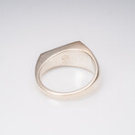 Genuine Dinosaur Agate Ring and Yellow Sapphire // Size 10.5