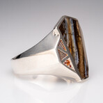 Genuine Mammoth Molar Ring and Yellow Sapphire // Size 10