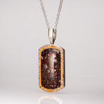 Genuine Dinosaur Agate Tag Pendant and YellowSapphire with 18" Sterling Necklace