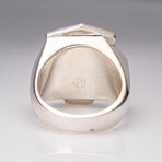 Genuine Mammoth Molar Ring and Yellow Sapphire // Size 10