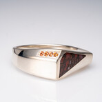 Genuine Dinosaur Agate Ring and Yellow Sapphire // Size 10.5