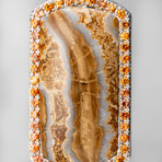 Genuine Mammoth Molar Tag Pendant and Yellow Sapphire with 18" Sterling Necklace