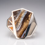 Genuine Mammoth Molar Ring and Yellow Sapphire // Size 10