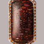 Genuine Dinosaur Agate Tag Pendant and Yellow Sapphire with 18" Sterling Necklace